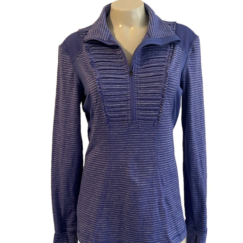 Lululemon Blue Ribbed Sweatshirt Pleated Design thumbnail M/L